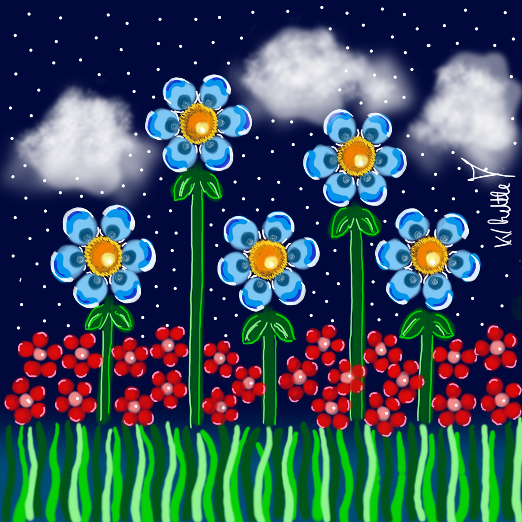 Midnight Blooms in Blue
