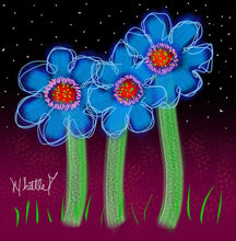 Load image into Gallery viewer, Night Dance Blue Flowers Framed
